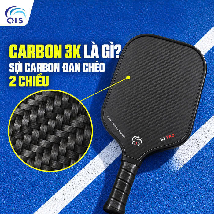 Bề mặt vợt Carbon 3K mang lại cảm giác chơi tuyệt vời Bề mặt vợt Carbon 3K mang lại cảm giác chơi tuyệt vời