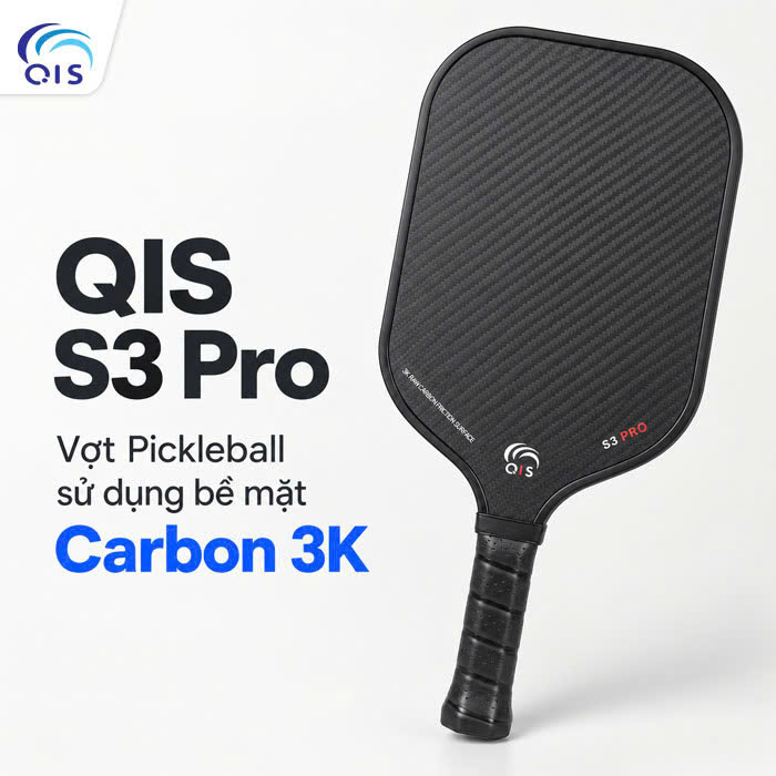 Vợt Pickleball QIS S3 Pro là mẫu vợt sử dụng bề mặt Carbon 3K, hướng đến trải nghiệm đánh ổn định và khả năng kiểm soát bóng Vợt Pickleball QIS S3 Pro là mẫu vợt sử dụng bề mặt Carbon 3K, hướng đến trải nghiệm đánh ổn định và khả năng kiểm soát bóng